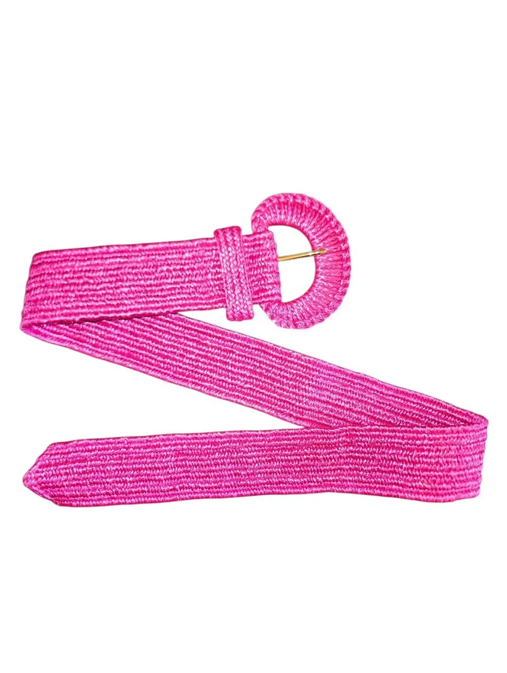 Vintage Women's Pink Raffia Strecth Statement Waist Belt Size S/M